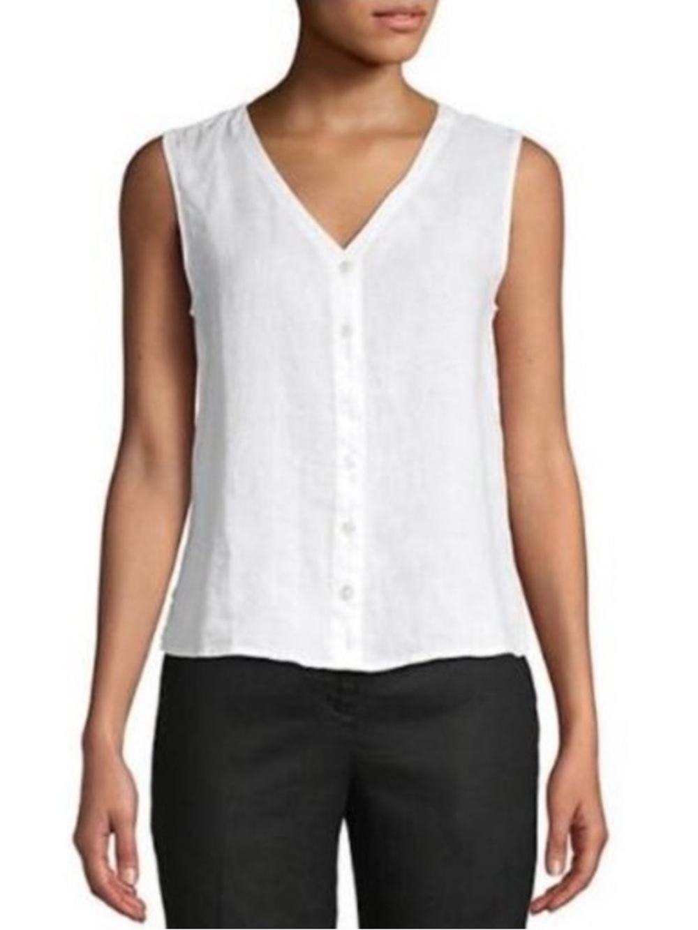 Eileen Fisher Organic Linen Knit Vest White Size Small